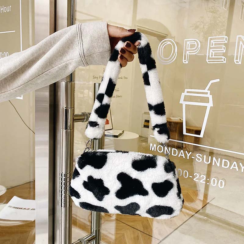 Sac Dolce Vita en Fourrure Synthétique à Motif Vache