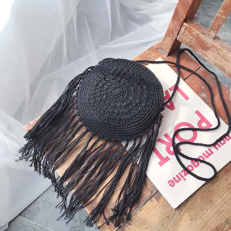 Sac Rond à Franges en Raphia