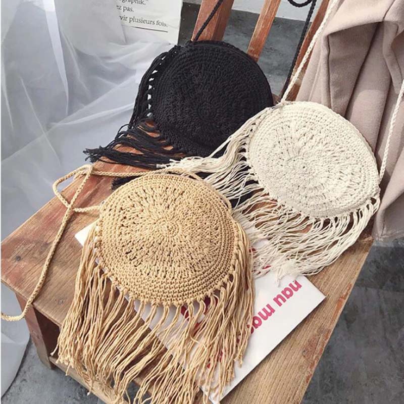 Sac Rond à Franges en Raphia
