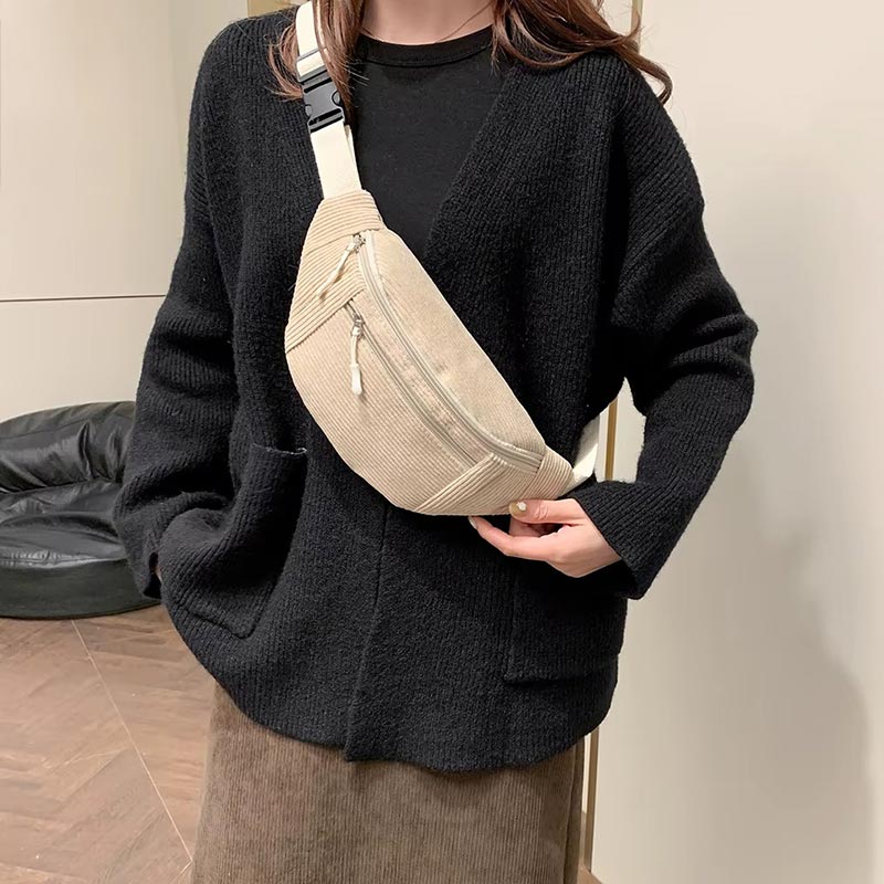 Sac Ceinturé Bari Velours Beige