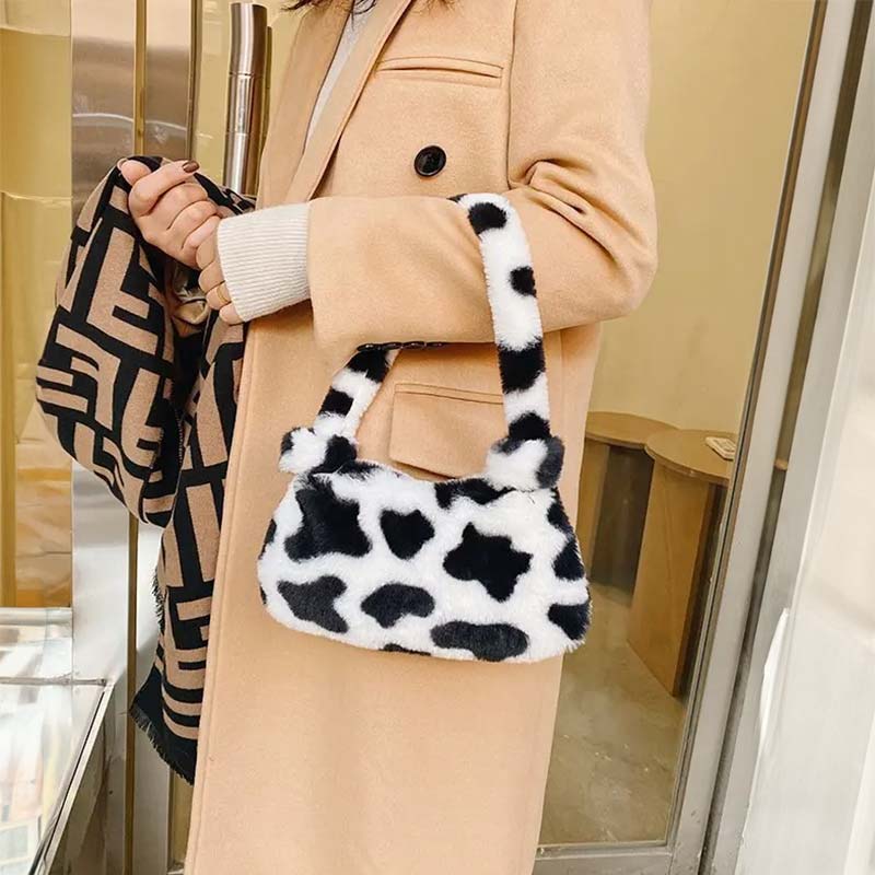 Sac Dolce Vita en Fourrure Synthétique à Motif Vache