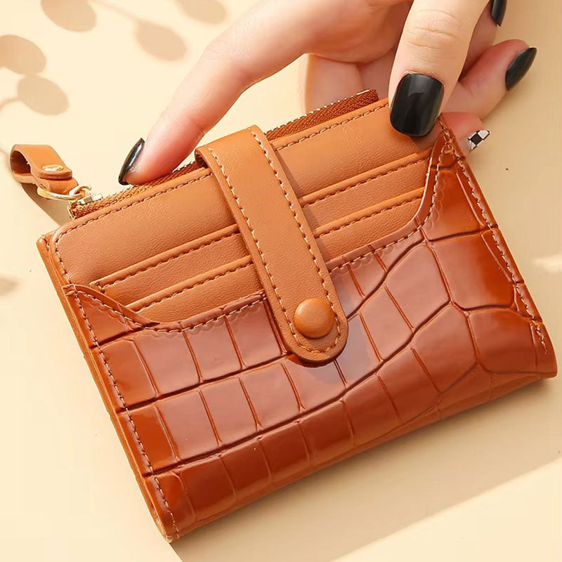 Portefeuille Trapani Compact à Motif Croco