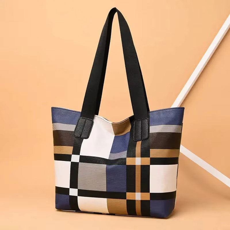 Sac Cabas Quadri Grand Modèle – Charme Contemporain