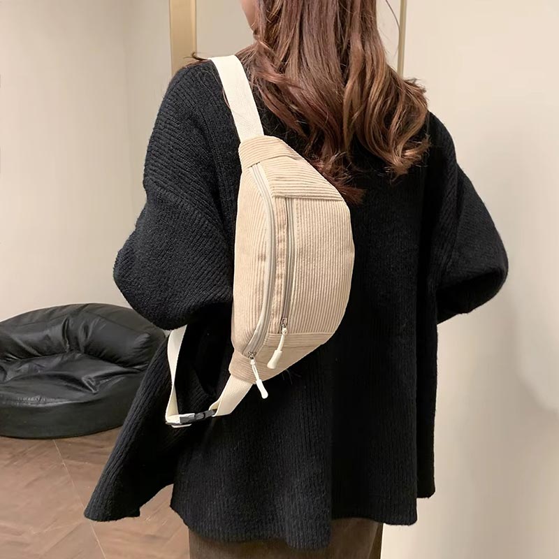 Sac Ceinturé Bari Velours Beige