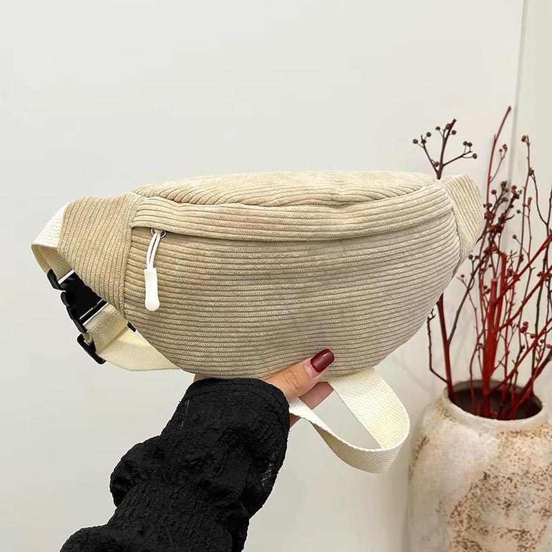 Sac Ceinturé Bari Velours Beige