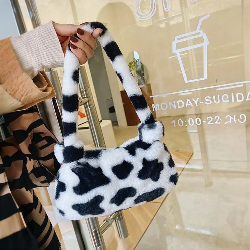 Sac Dolce Vita en Fourrure Synthétique à Motif Vache
