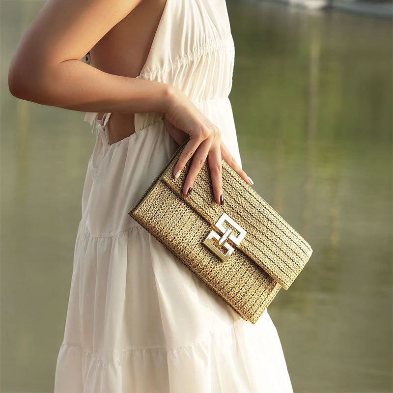 Pochette Soleada Tressée Dorée