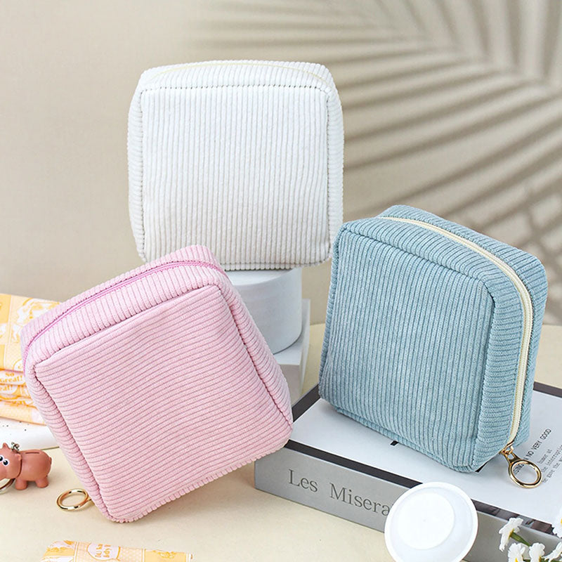 Pochette Carrée Bellano en Velours Côtelé