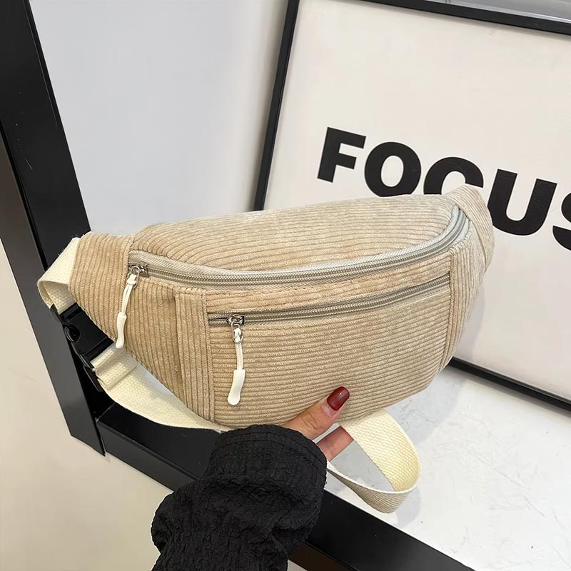 Sac Ceinturé Bari Velours Beige