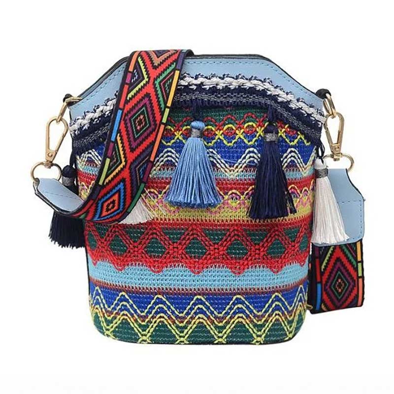 Sacoche Bohème Multicolore avec Pompons