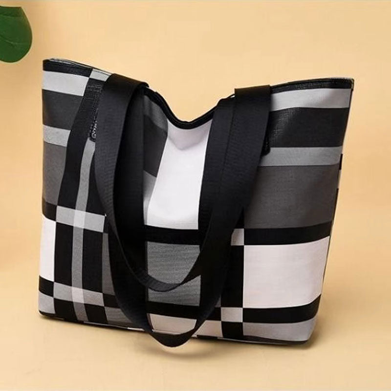 Sac Cabas Quadri Grand Modèle – Charme Contemporain
