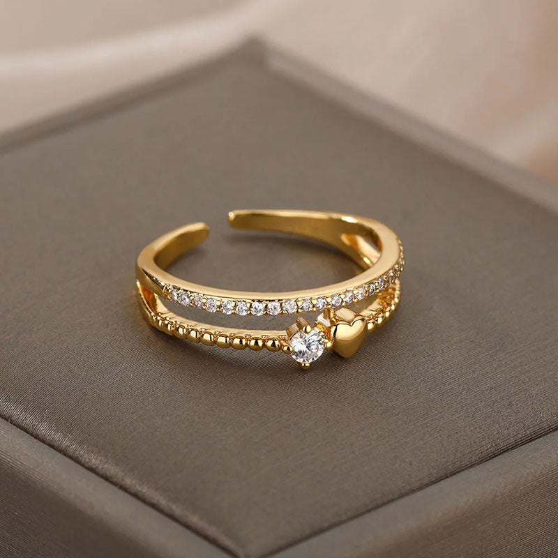 Bague Dorée Cœur & Éclat