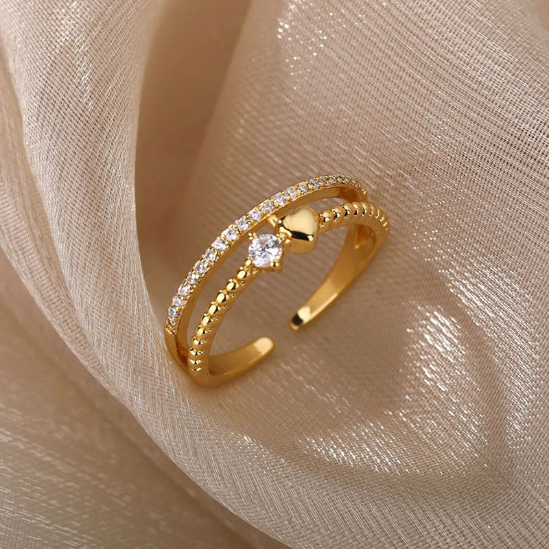 Bague Dorée Cœur & Éclat